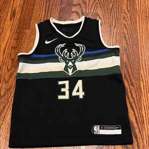 Nike NBA Milwaukee Antetokounmpo Black and Green Game Jersey